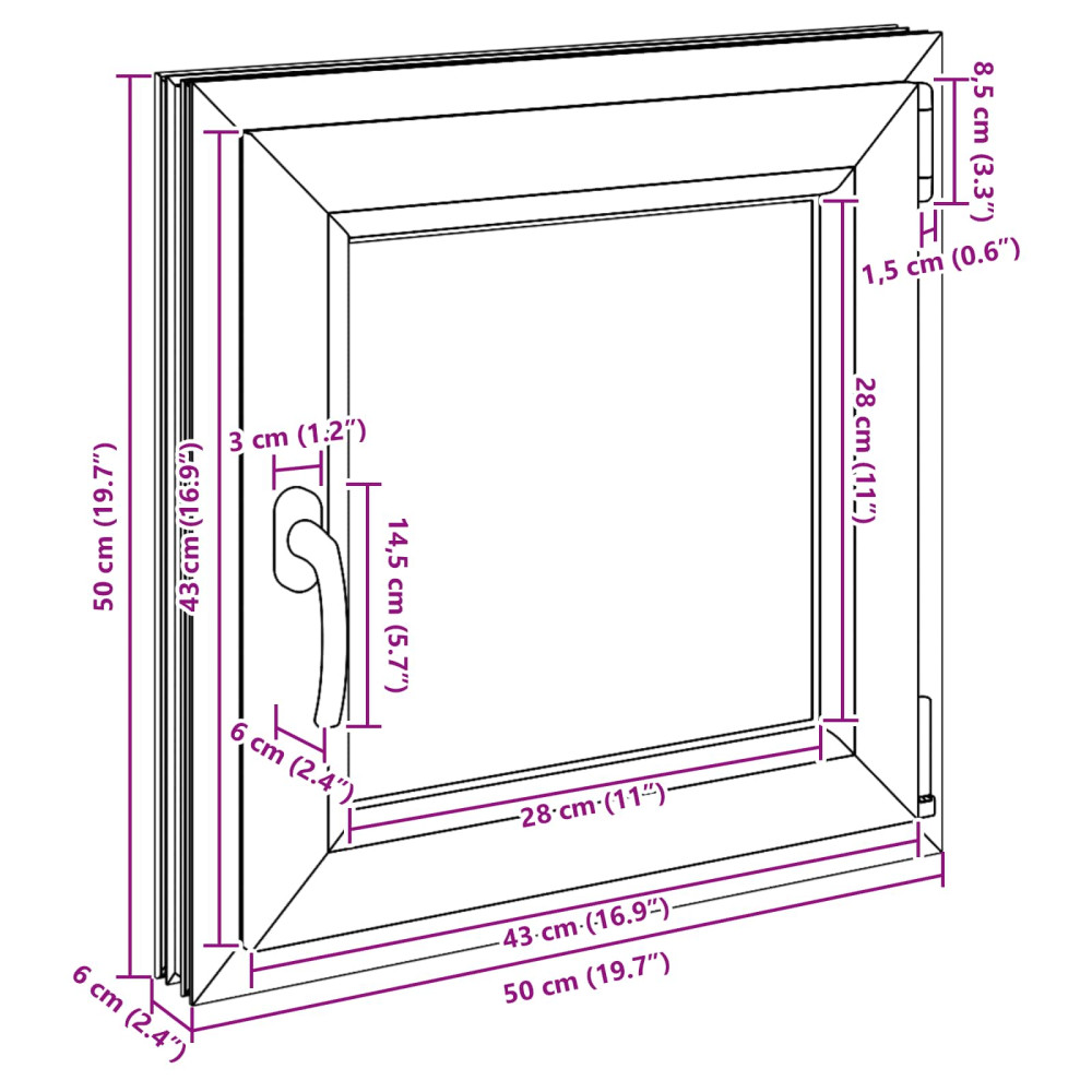 Produktbild för Källarfönster RISOR 50 x 50 cm PVC och glas Vit