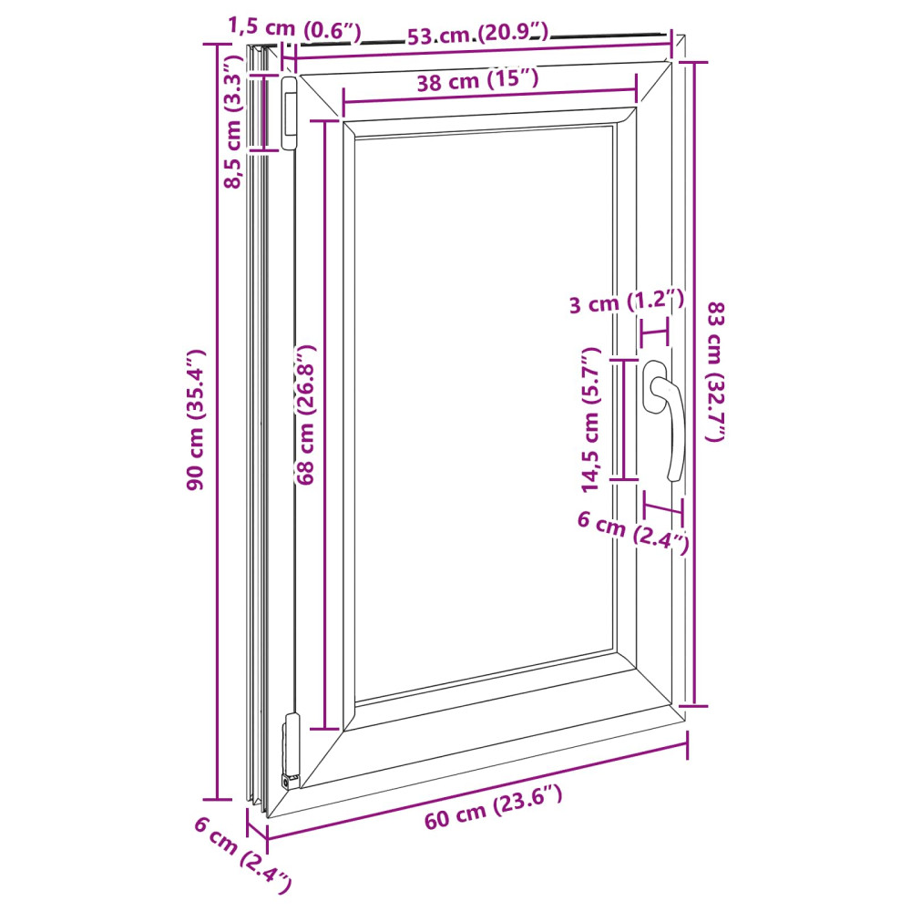 Produktbild för Källarfönster RISOR 60 x 90 cm PVC och glas Vit