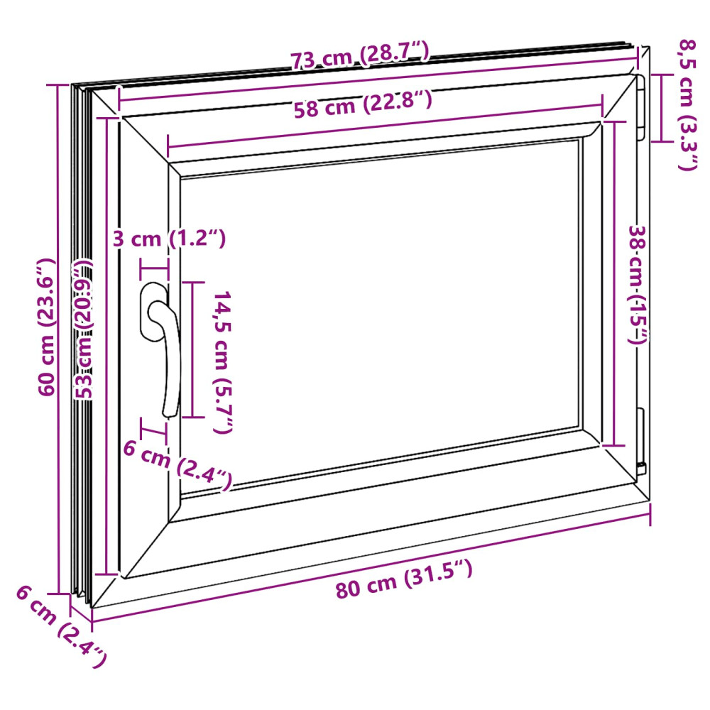 Produktbild för Källarfönster RISOR 80 x 60 cm PVC och glas Vit