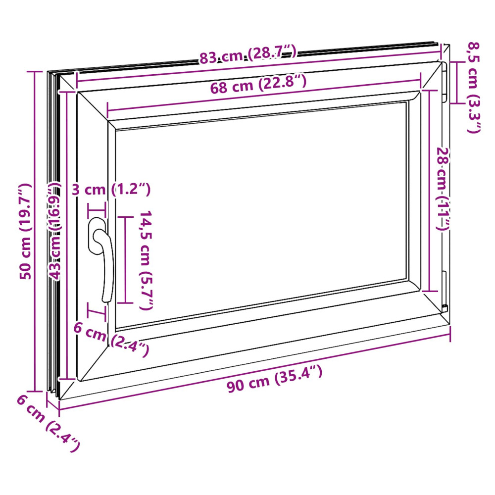 Produktbild för Källarfönster RISOR 90 x 50 cm PVC och glas Vit