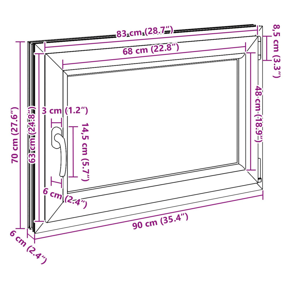 Produktbild för Källarfönster RISOR 90 x 70 cm PVC och glas Vit