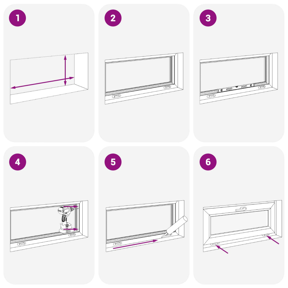 Produktbild för Källarfönster RISOR 100 x 50 cm PVC och glas Vit
