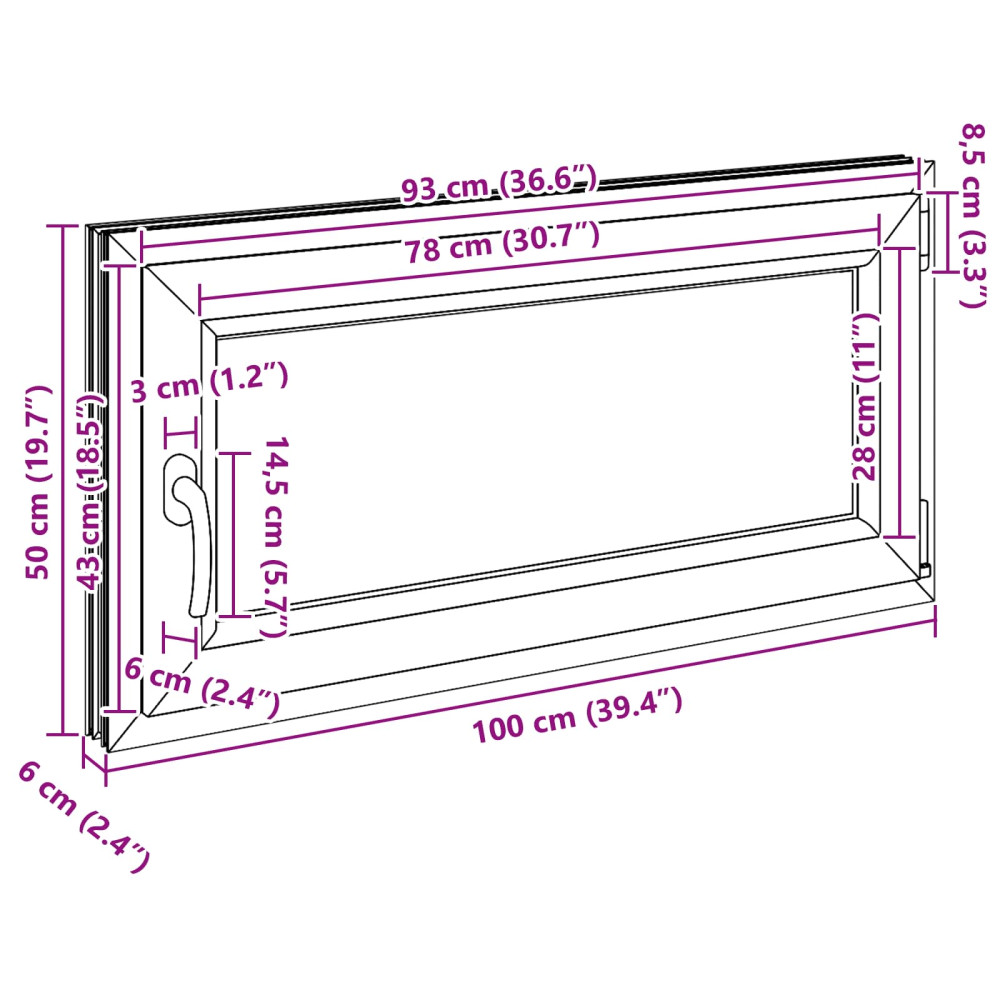 Produktbild för Källarfönster RISOR 100 x 50 cm PVC och glas Vit