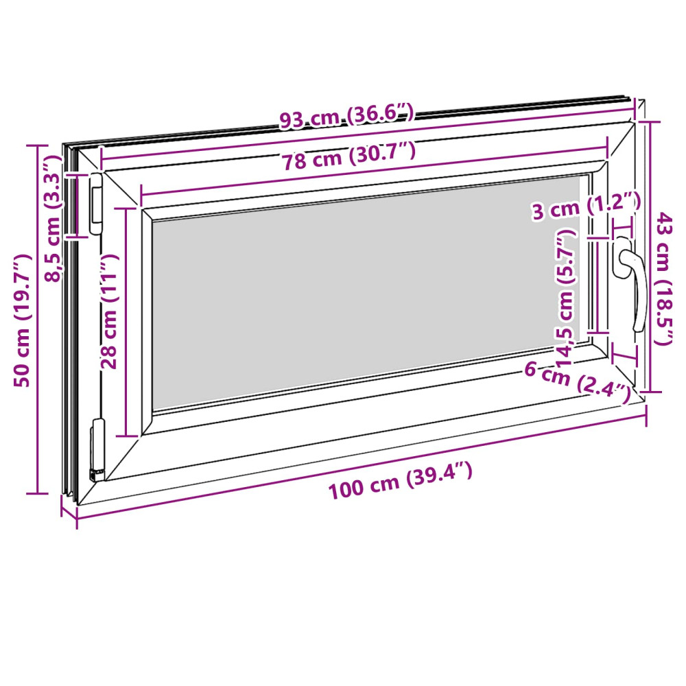 Produktbild för Källarfönster RISOR 100 x 50 cm PVC och glas Vit