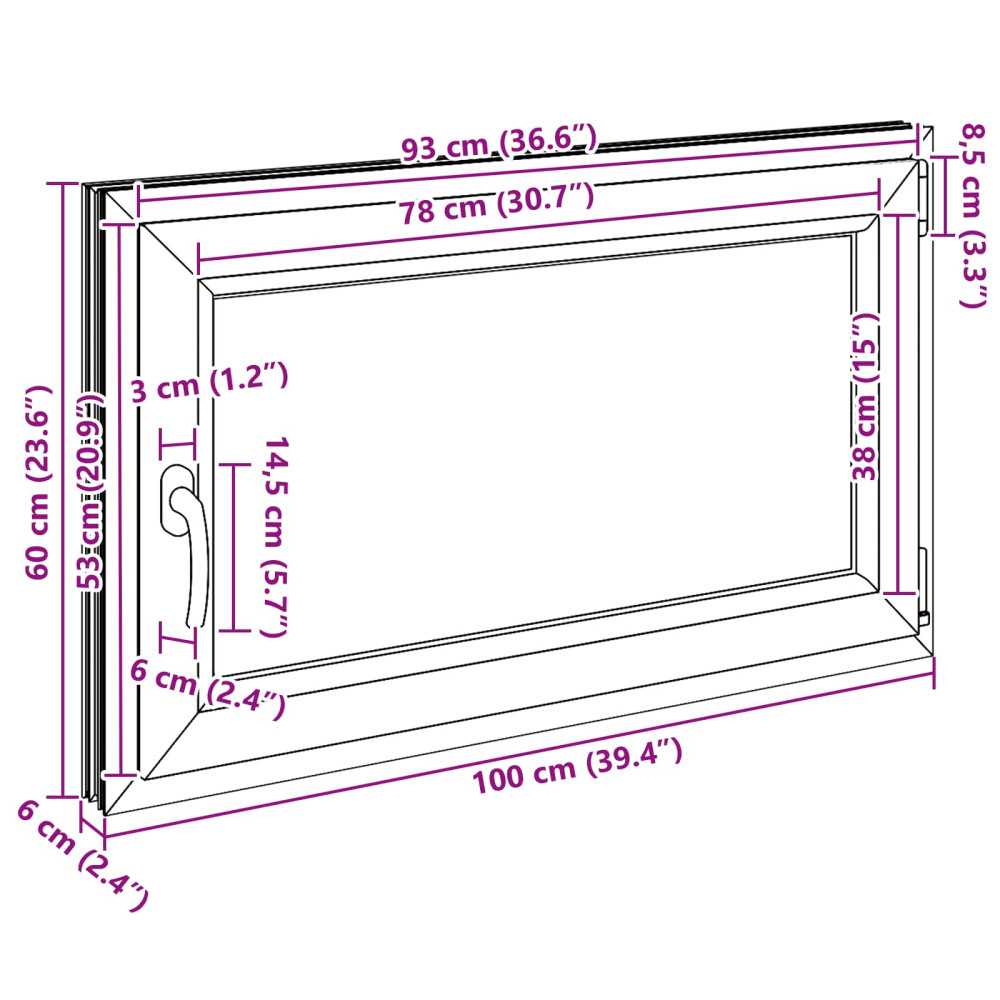 Produktbild för Källarfönster RISOR 100 x 60 cm PVC och glas Vit