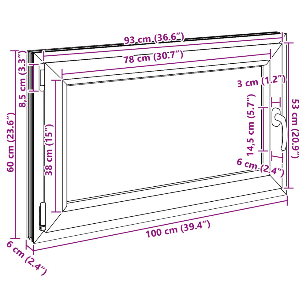 Produktbild för Källarfönster RISOR 100 x 60 cm PVC och glas Vit