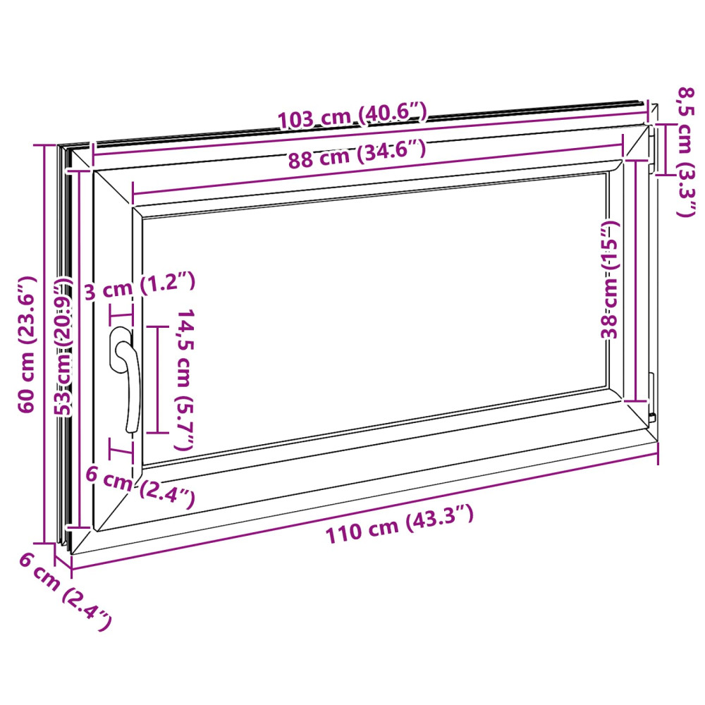 Produktbild för Källarfönster RISOR 110 x 60 cm PVC och glas Vit