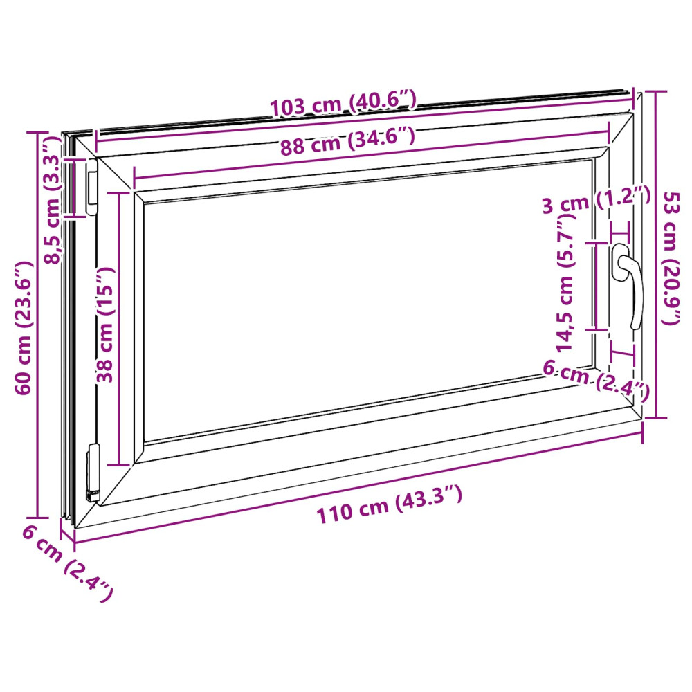 Produktbild för Källarfönster RISOR 110 x 60 cm PVC och glas Vit