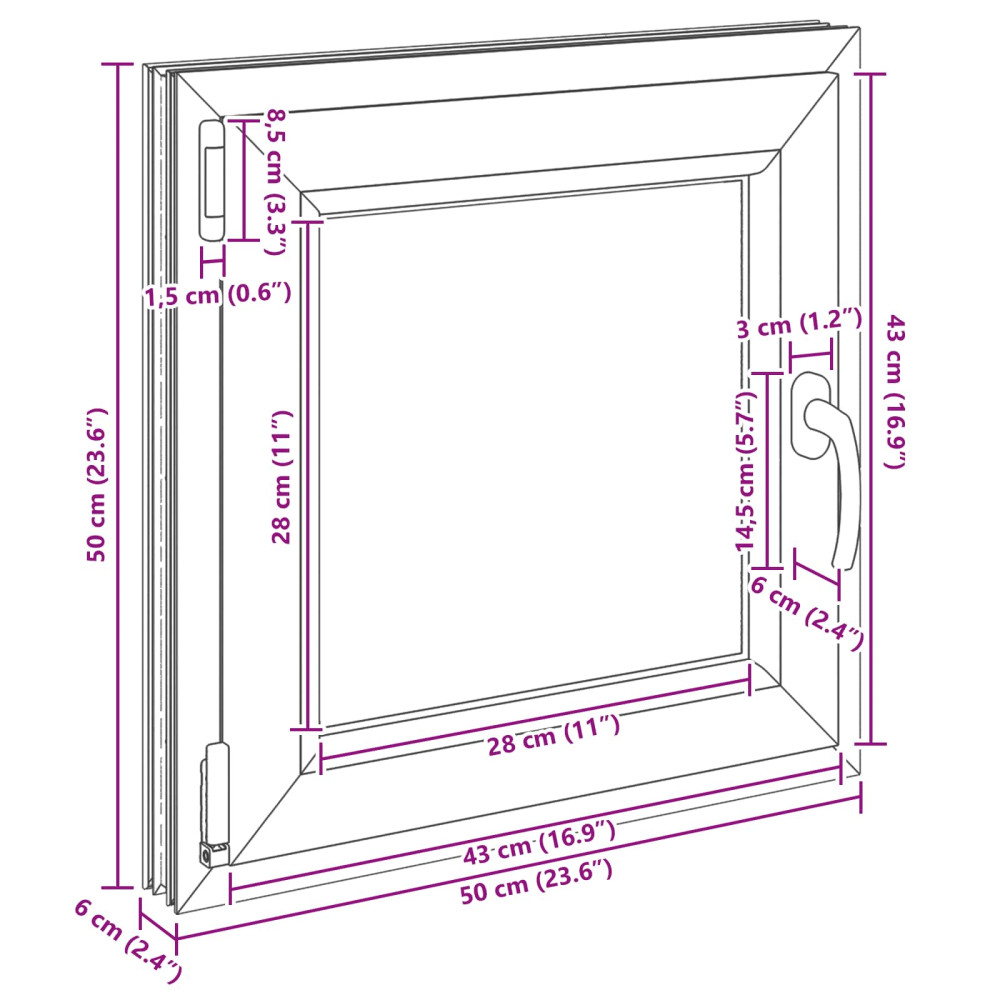 Produktbild för Källarfönster RISOR 50 x 50 cm PVC och glas Vit
