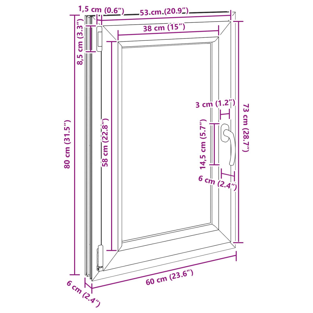 Produktbild för Källarfönster RISOR 60 x 80 cm PVC och glas Vit