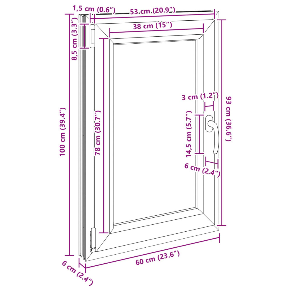 Produktbild för Källarfönster RISOR 60 x 100 cm PVC och glas Vit