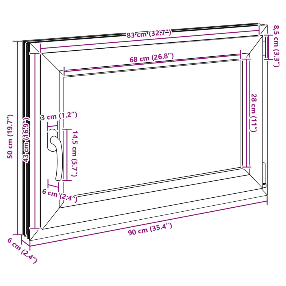 Produktbild för Källarfönster RISOR 90 x 50 cm PVC och glas Vit
