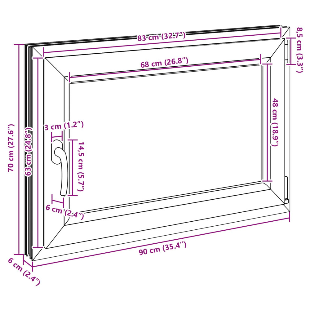 Produktbild för Källarfönster RISOR 90 x 70 cm PVC och glas Vit