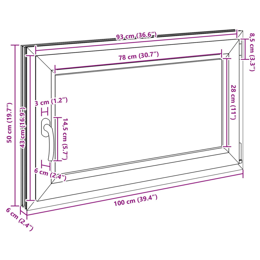 Produktbild för Källarfönster RISOR 100 x 50 cm PVC och glas Vit
