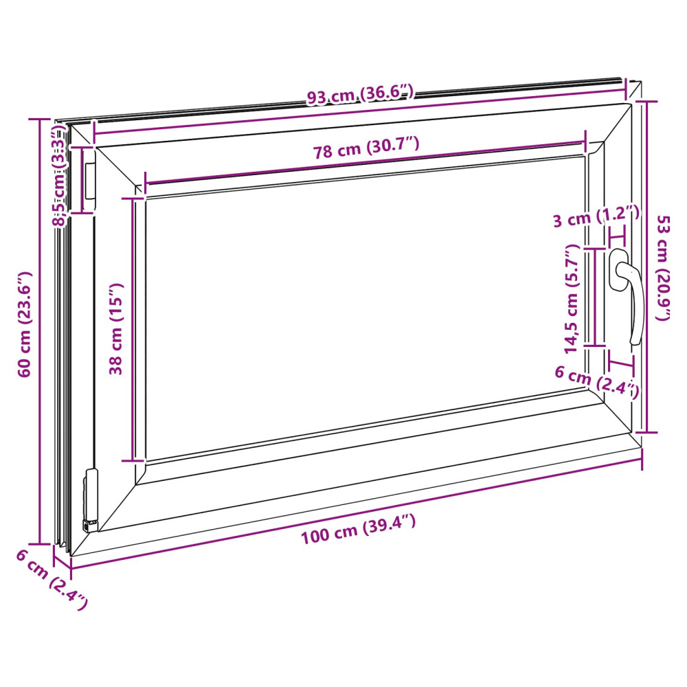 Produktbild för Källarfönster RISOR 100 x 60 cm PVC och glas Vit