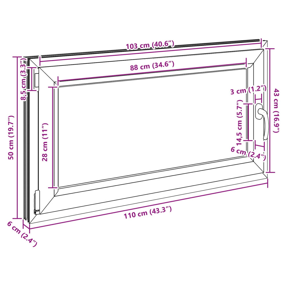 Produktbild för Källarfönster RISOR 110 x 50 cm PVC och glas Vit
