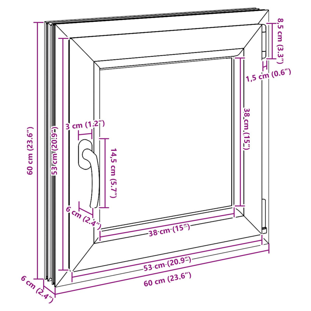 Produktbild för Källarfönster RISOR 60 x 60 cm PVC och glas Antracit