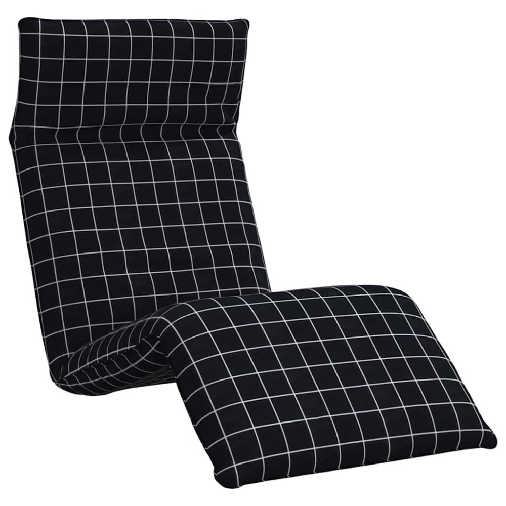 Produktbild för Hopfällbar solstol svart rutigt mönster 175x54x8,5 cm oxfordtyg