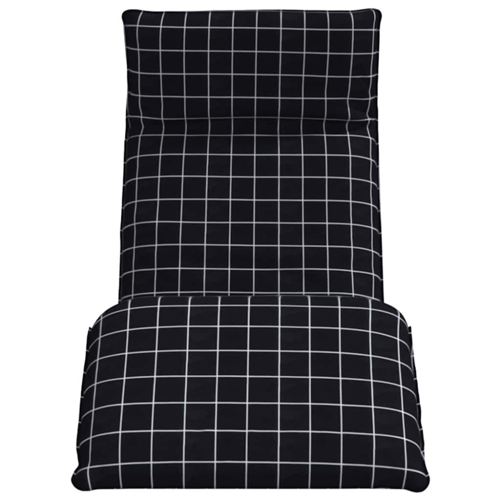 Produktbild för Hopfällbar solstol svart rutigt mönster 175x54x8,5 cm oxfordtyg