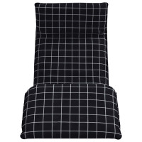 Produktbild för Hopfällbar solstol svart rutigt mönster 175x54x8,5 cm oxfordtyg