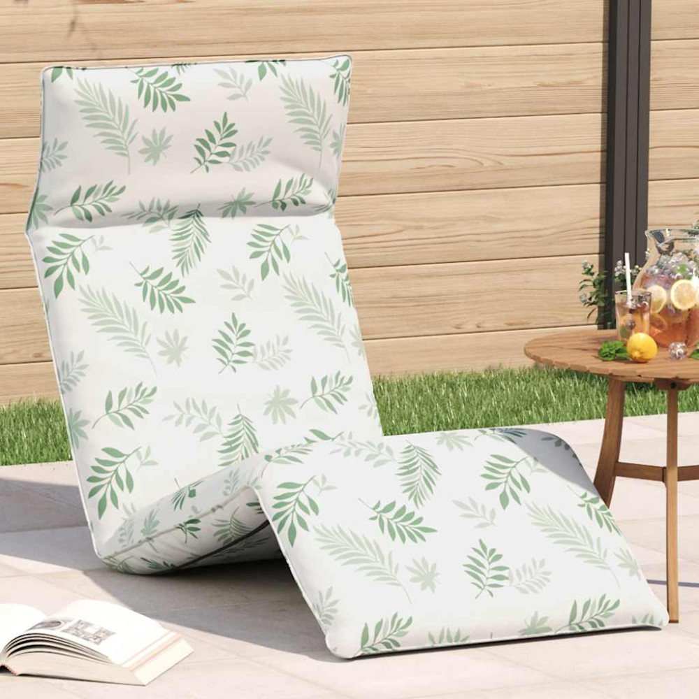 Produktbild för Hopfällbar solstol bladmönster 175x54x8,5 cm oxfordtyg