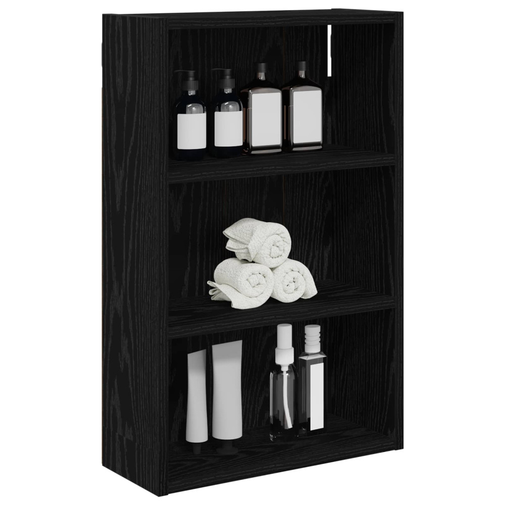 Produktbild för Badrumsväggskåp Svart Ek 40 x 16 x 62,5 cm Konstruerat trä