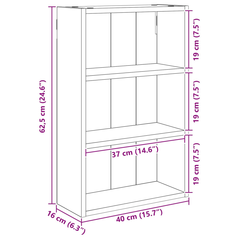 Produktbild för Badrumsväggskåp Sonoma-ek 40 x 16 x 62,5 cm Konstruerat trä