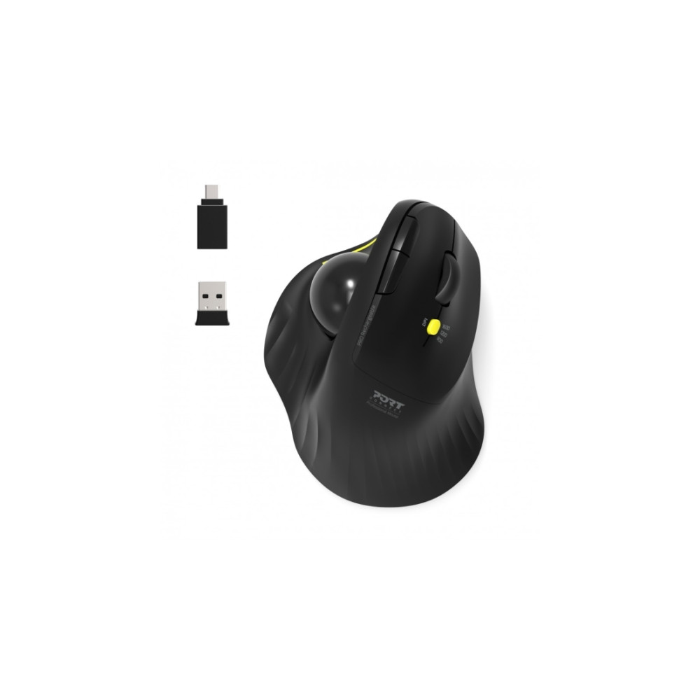 Produktbild för PORT Connect Professional - vertikal mus - with trackball - 2.4 GHz, Bluetooth 3.0, Bluetooth 5.0
