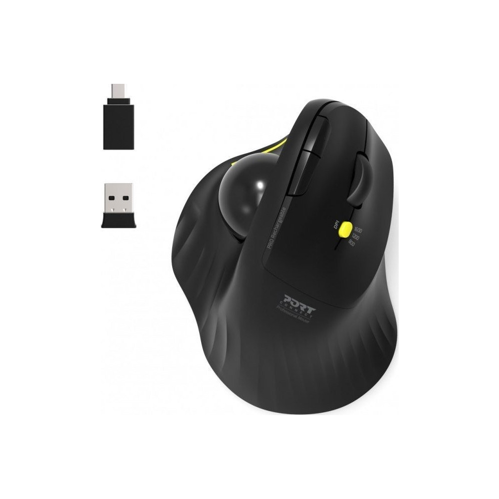 Produktbild för PORT Connect Professional - vertikal mus - with trackball - 2.4 GHz, Bluetooth 3.0, Bluetooth 5.0