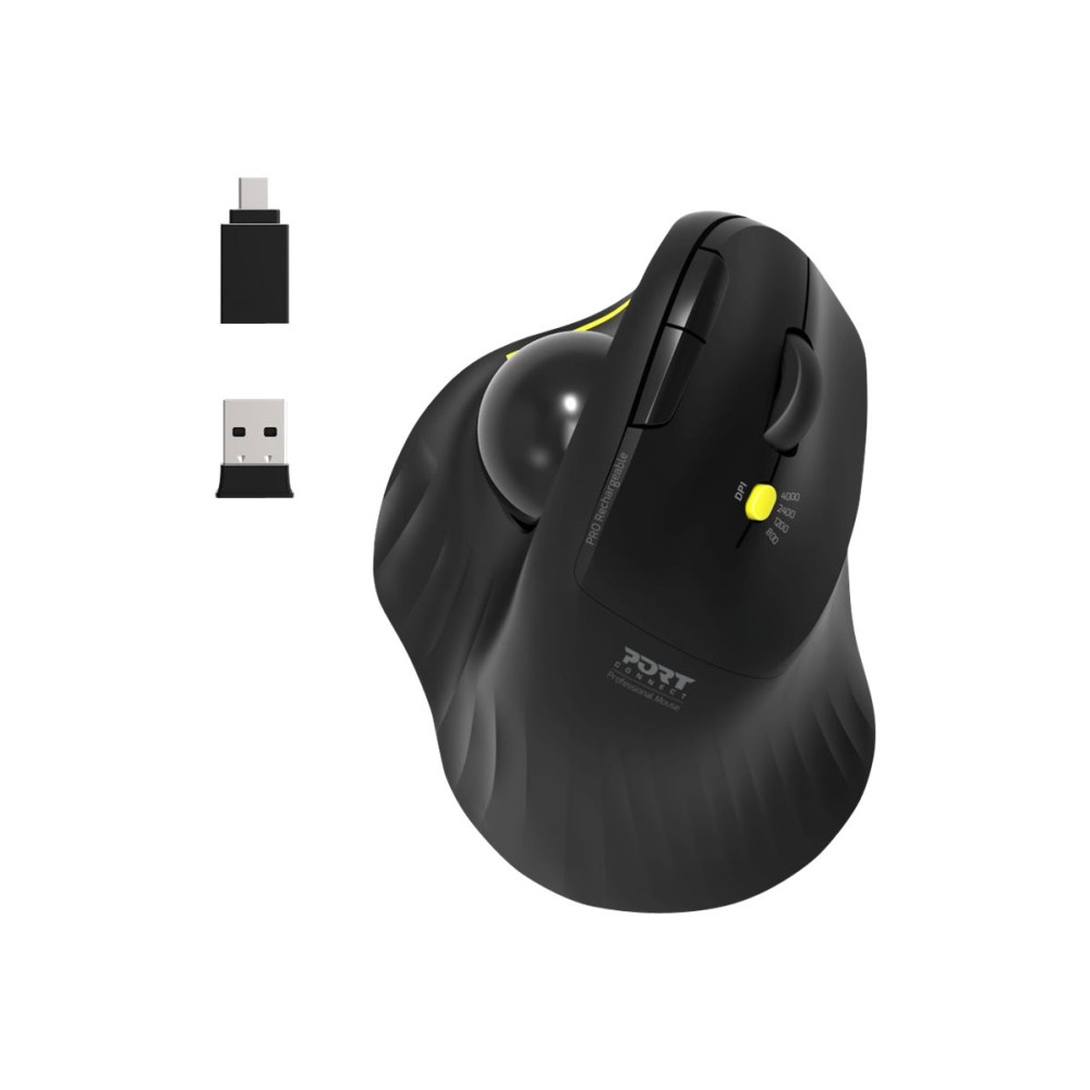 Produktbild för PORT Connect Professional - vertikal mus - with trackball - 2.4 GHz, Bluetooth 3.0, Bluetooth 5.0