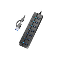 Produktbild för LogiLink USB 3.0 Hub, 7-port, w/ switch for each port, black