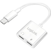 Produktbild för LogiLink USB-C Audio adapter, USB-C/M to 2x USB-C/F, 60W PD,...