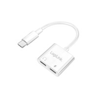 Produktbild för LogiLink USB-C Audio adapter, USB-C/M to 2x USB-C/F, 60W PD,...
