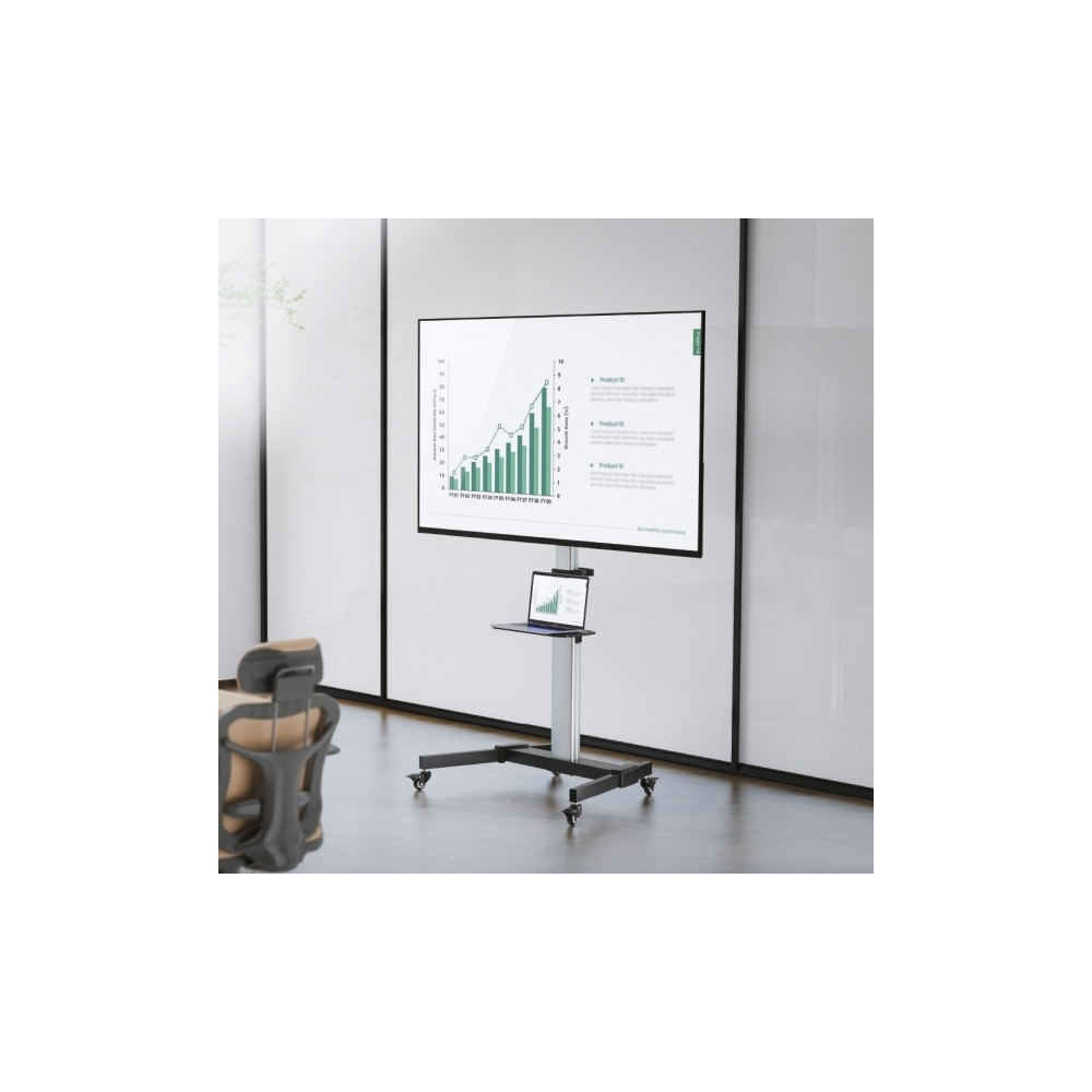 Produktbild för TECHly vagn - för platt panel/AV-system - strukturgrå, mattsvart