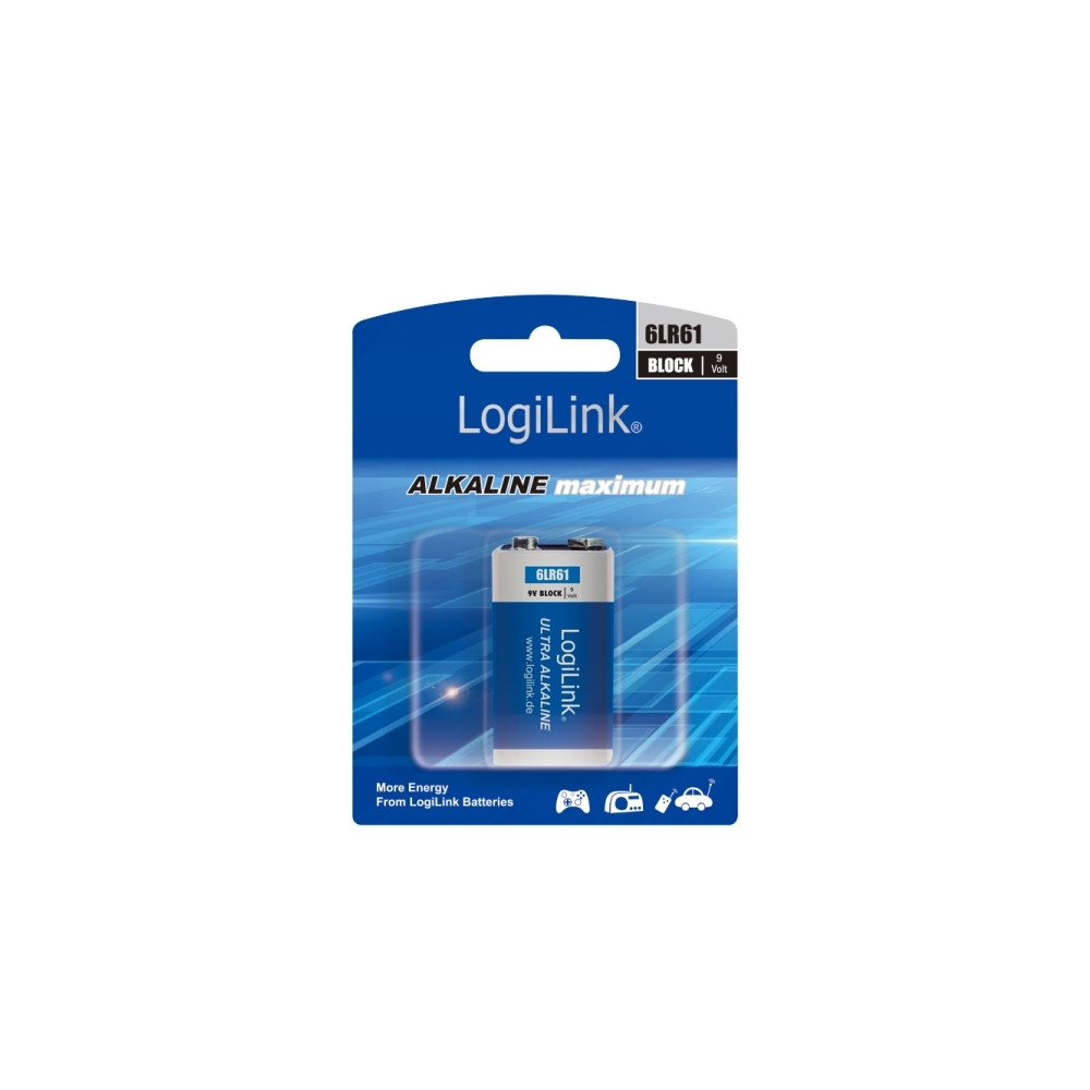 Produktbild för LogiLink Block batteri x 6LR61 - alkaliskt