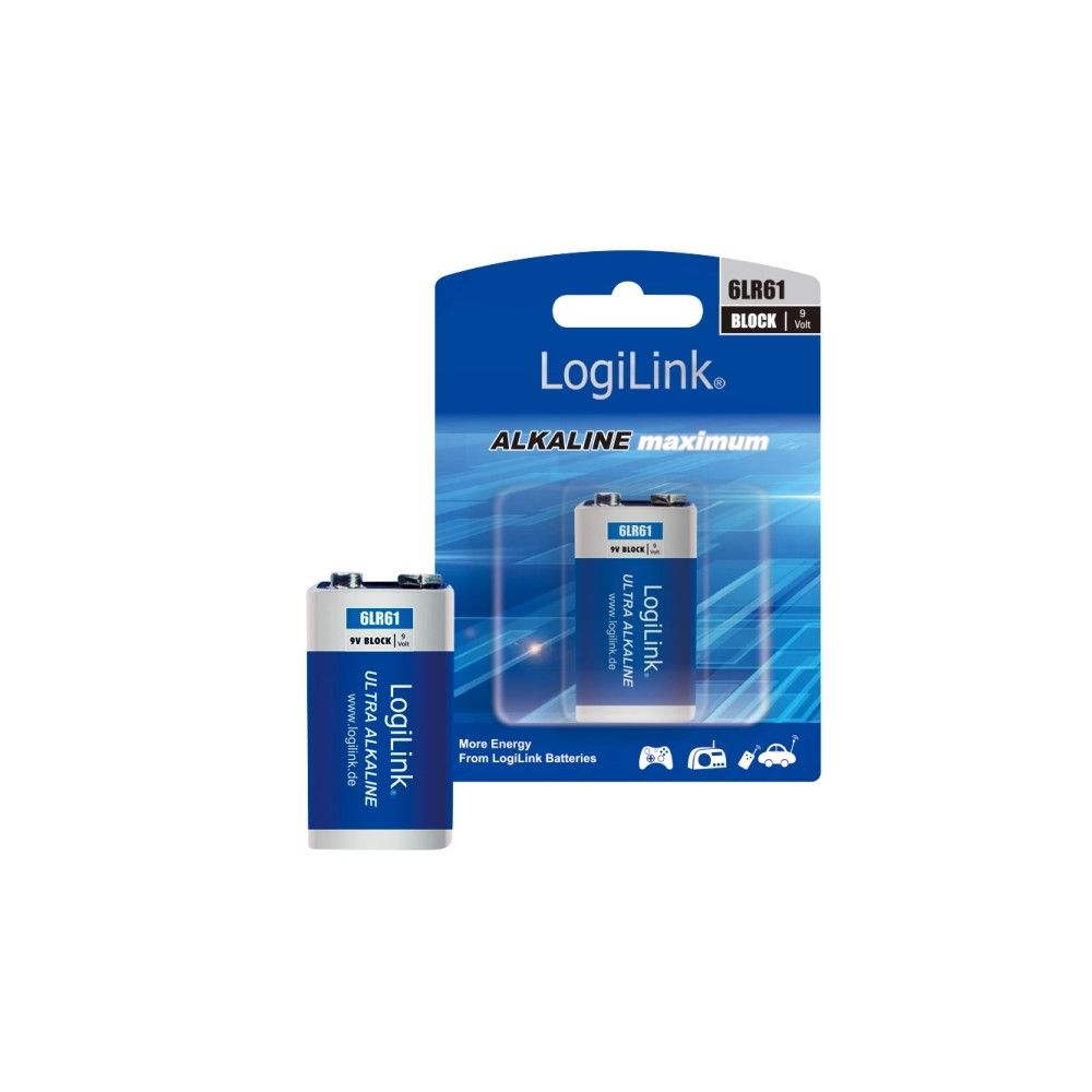 Produktbild för LogiLink Block batteri x 6LR61 - alkaliskt