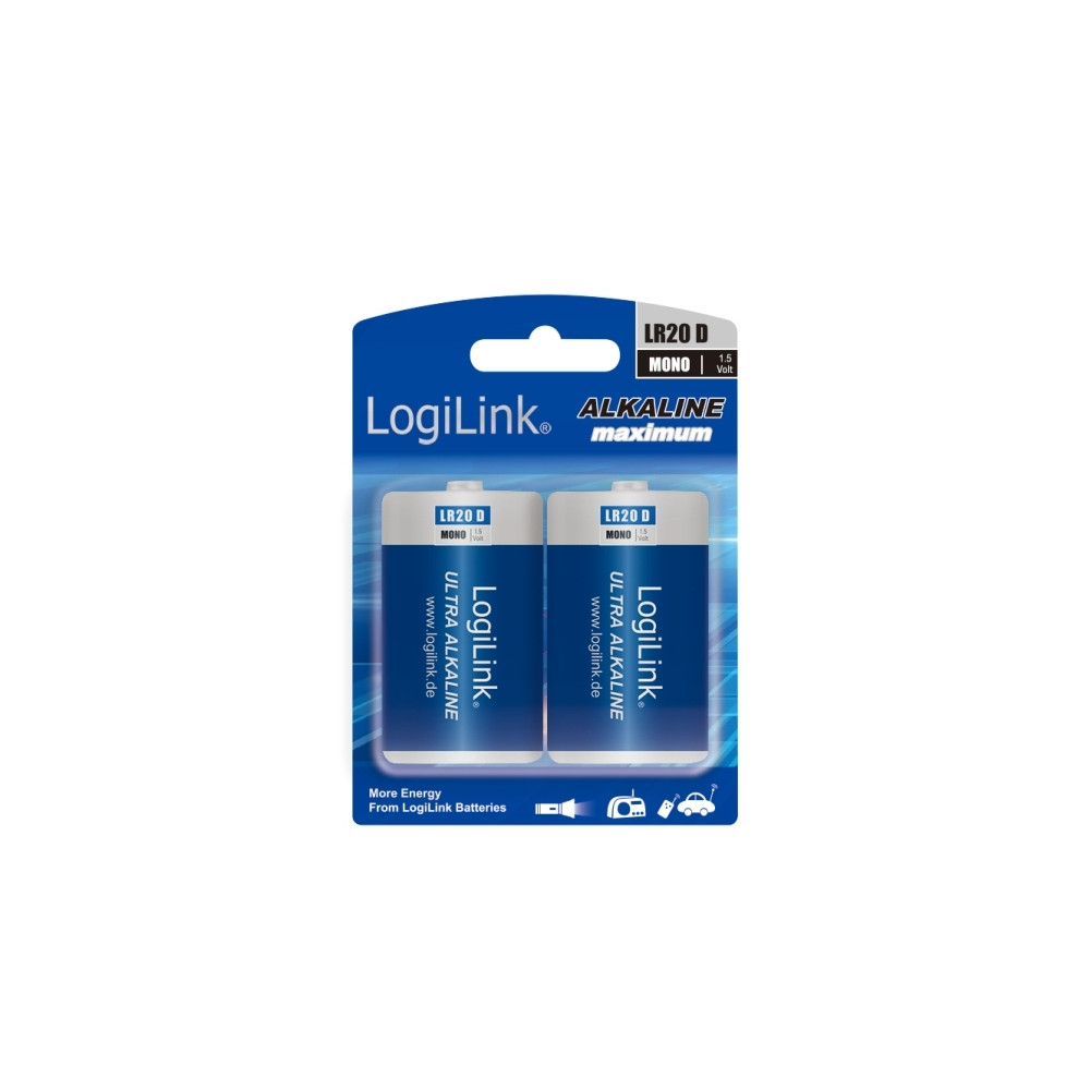 Produktbild för LogiLink Mono batteri - 2 x D - alkaliskt