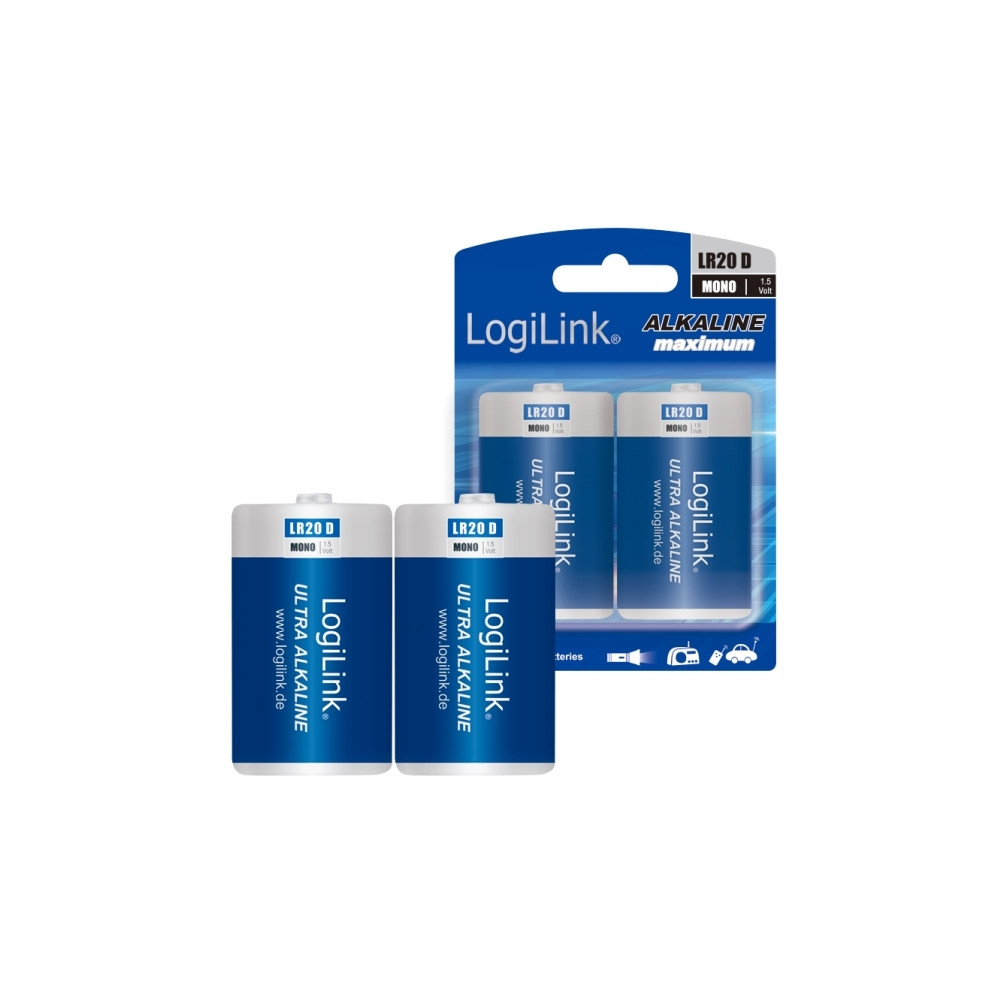 Produktbild för LogiLink Mono batteri - 2 x D - alkaliskt