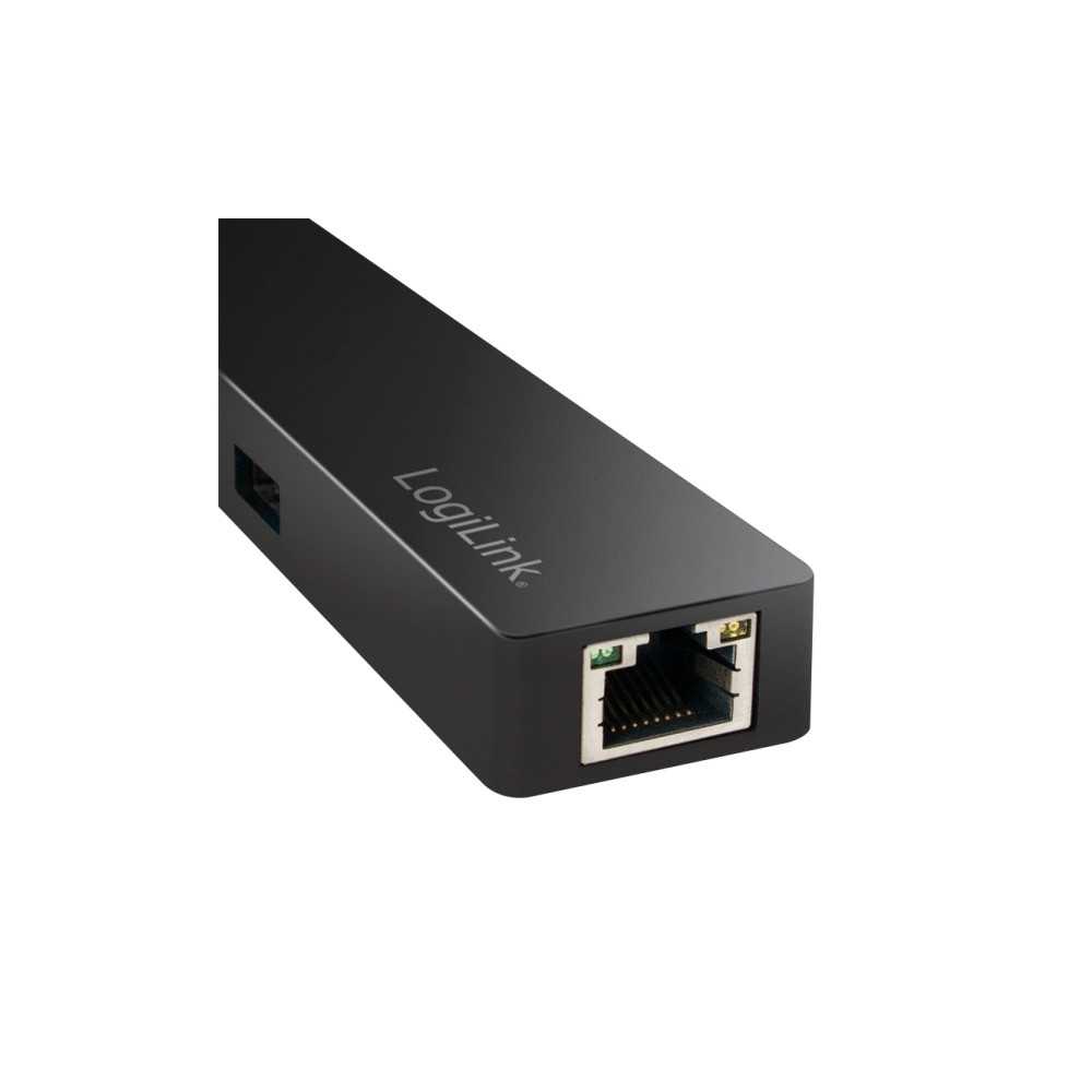 Produktbild för LogiLink USB-C hub, 3 ports + Gigabit adapter - hubb - 3 portar