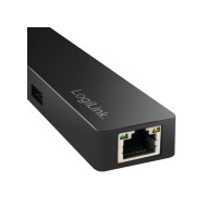 Produktbild för LogiLink USB-C hub, 3 ports + Gigabit adapter - hubb - 3 portar