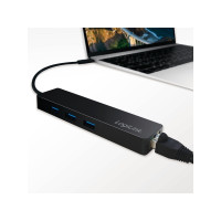 Produktbild för LogiLink USB-C hub, 3 ports + Gigabit adapter - hubb - 3 portar