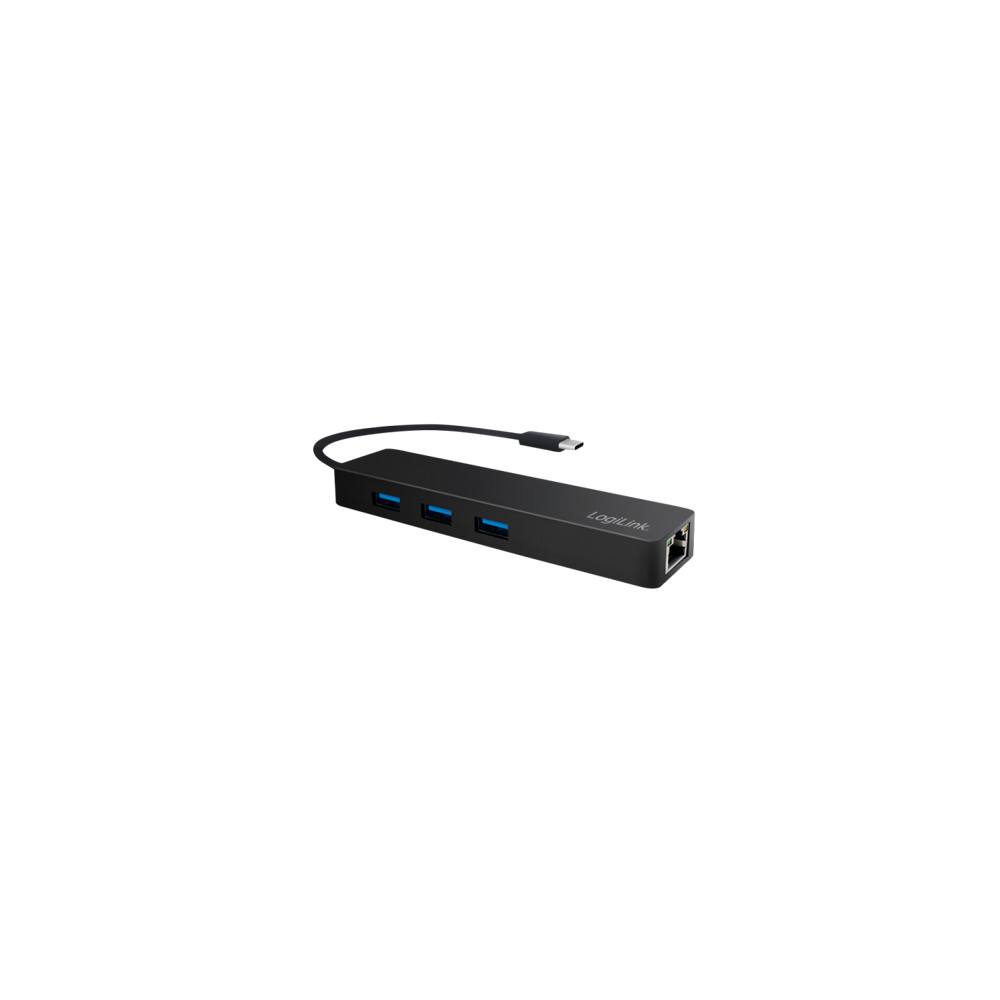 Produktbild för LogiLink USB-C hub, 3 ports + Gigabit adapter - hubb - 3 portar