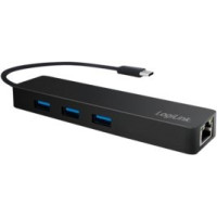 Produktbild för LogiLink USB-C hub, 3 ports + Gigabit adapter - hubb - 3 portar