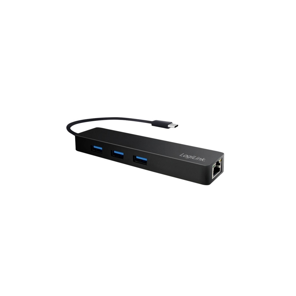 Produktbild för LogiLink USB-C hub, 3 ports + Gigabit adapter - hubb - 3 portar