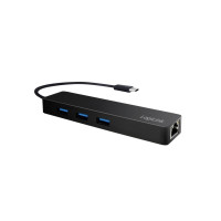 Produktbild för LogiLink USB-C hub, 3 ports + Gigabit adapter - hubb - 3 portar