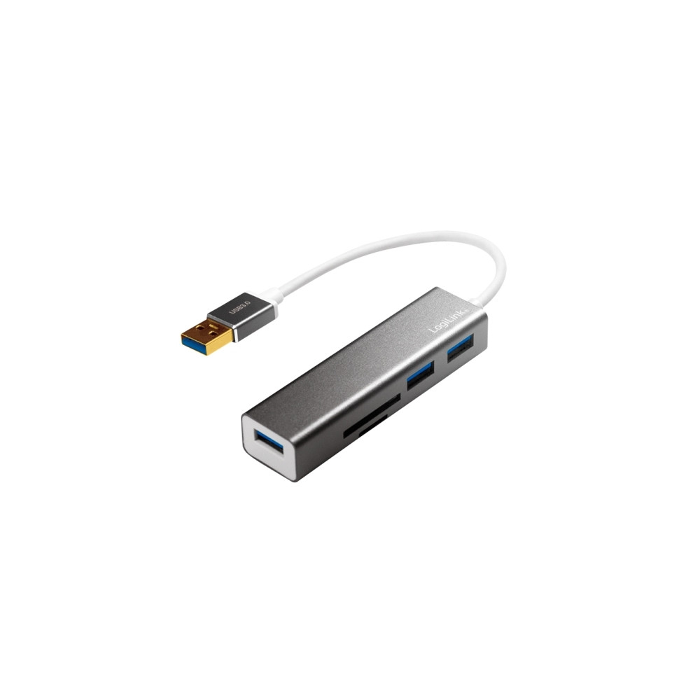 Produktbild för LogiLink USB 3.0 3-Port Hub with Card Reader - hubb - 3 portar