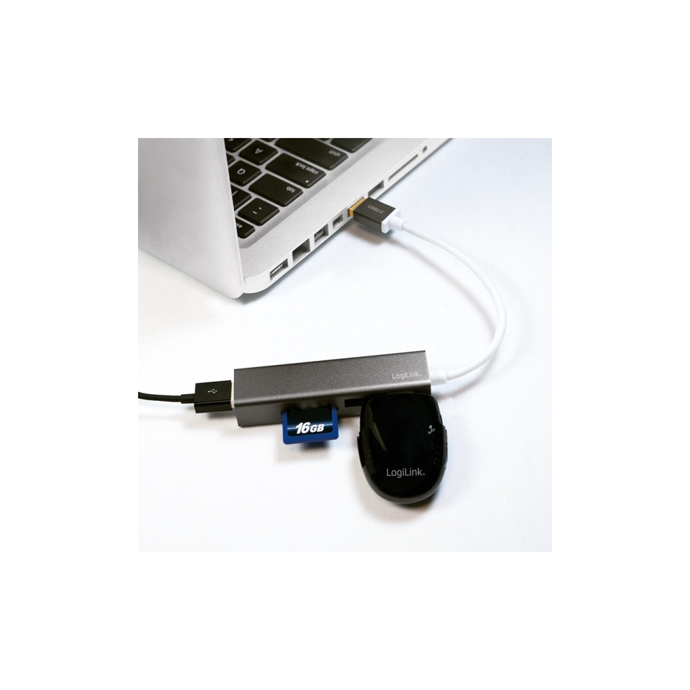 Produktbild för LogiLink USB 3.0 3-Port Hub with Card Reader - hubb - 3 portar