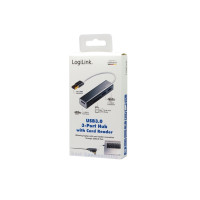 Produktbild för LogiLink USB 3.0 3-Port Hub with Card Reader - hubb - 3 portar