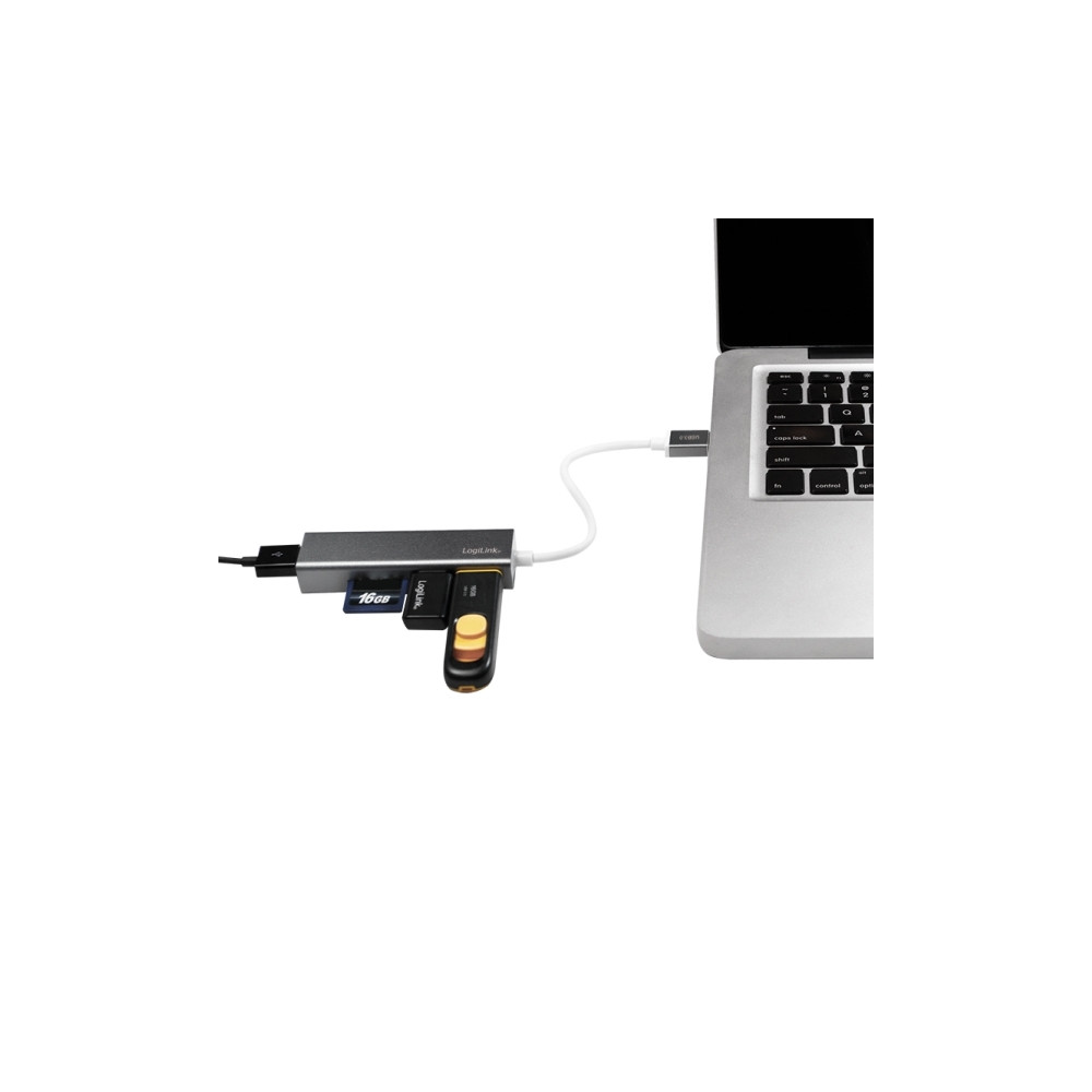 Produktbild för LogiLink USB 3.0 3-Port Hub with Card Reader - hubb - 3 portar