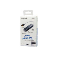 Produktbild för LogiLink USB 3.0 3-Port Hub with Card Reader - hubb - 3 portar